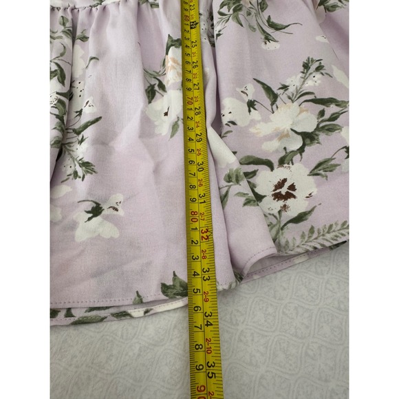 AQUA Floral Mini Dress Sweetheart Neckline Ruffle Hem Lilac‎ White L - Picture 8 of 9